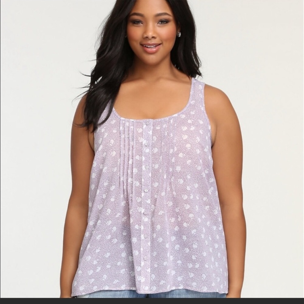 Torrid Purple & White Floral tulip Back Tank Top - Size 0X